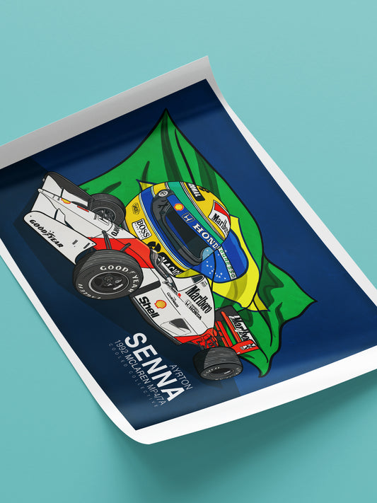 Ayrton Senna Formula1 Brazilian Poster